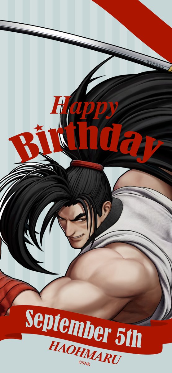 SNKPofficial's tweet photo. 【Birthday Pick UP】
Let's celebrate the birthdays for some of SNK's characters!

Today is September 12th, HAOHMARU's birthday!
Happy Birthday, HAOHMARU!

https://t.co/JKgq1JsHmq
#SNK #KOF15 #KOFXV #SamSho #HBD https://t.co/qfOJls7n0s