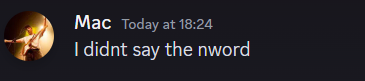 p0idsd's tweet photo. SOME RANDO NAMED MAC literally just got caught by multiple people for constantly saying the n word and the loser is still saying he didnt
if u know him block his ass fucking cancel him (he also doxxed a 10 year old) https://t.co/MuyYx8xz7V