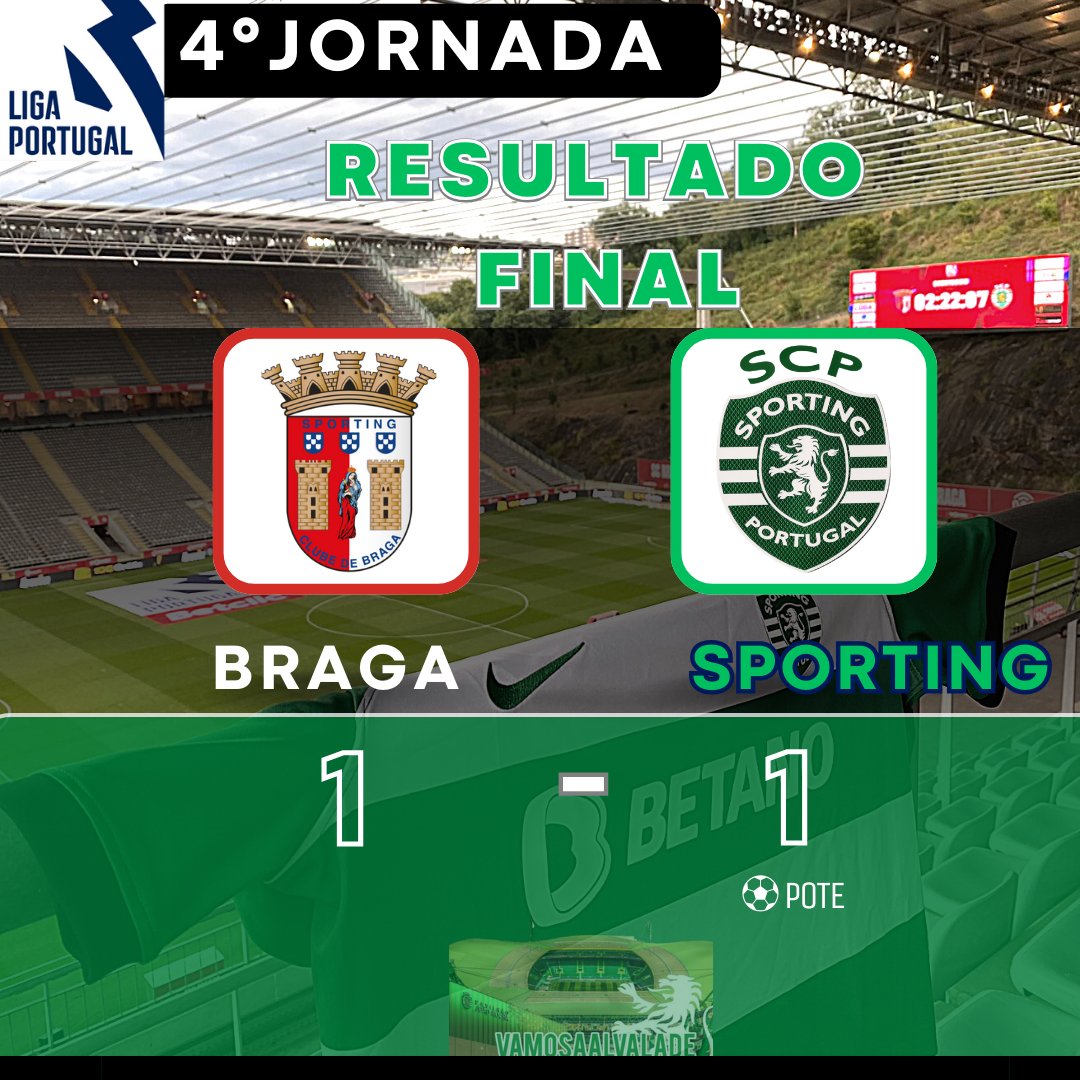 Sporting CP - ⏹ Empate dos Leões, na 4.ª jornada da #LigaPortugal. ⚽ Pedro  Gonçalves #SCBSCP // 1-1