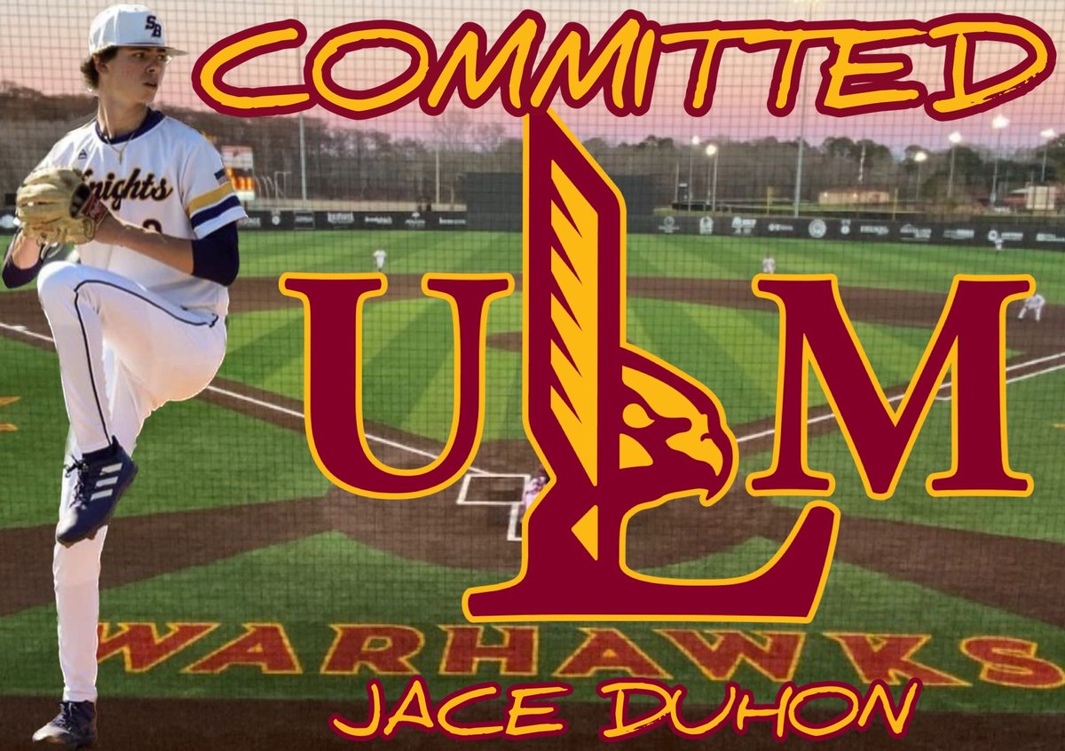 duhonjace_2024's tweet photo. I would like to thank God, my family, friends, and all my coaches for helping me throughout my baseball journey and making me into the person I am today. With that being said I would like to announce my commitment to the University of Louisiana at Monroe. Go Warhawks 🟡🔴🦅. https://t.co/BXAmTWiDJ9