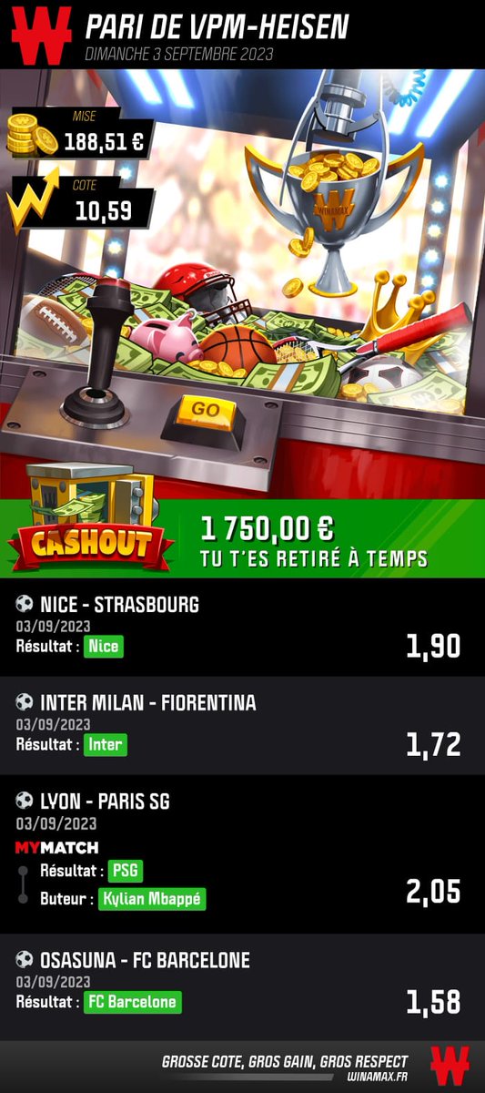 On fini en beauté le week end 🔥🔥

On ce refais la même dans 2 semaine 😂😂
#TeamParieur <a href="/WinamaxSport/">Winamax Sport 🔞</a>