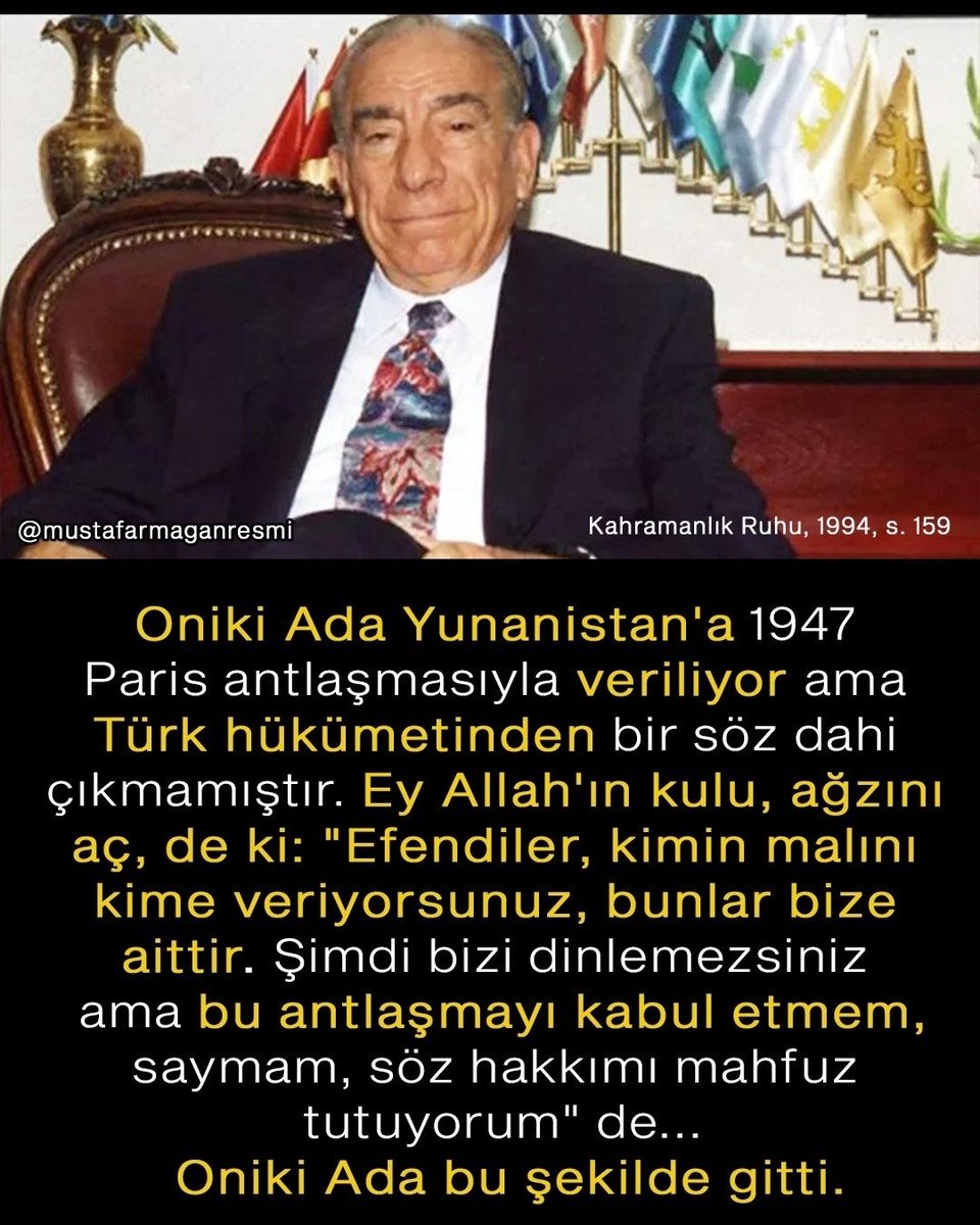 mustafarmagan's tweet photo. Merhum Alparslan Türkeş Oniki Ada'nın nasıl verildiğini dobra dobra anlatmış https://t.co/9woiDewvsc