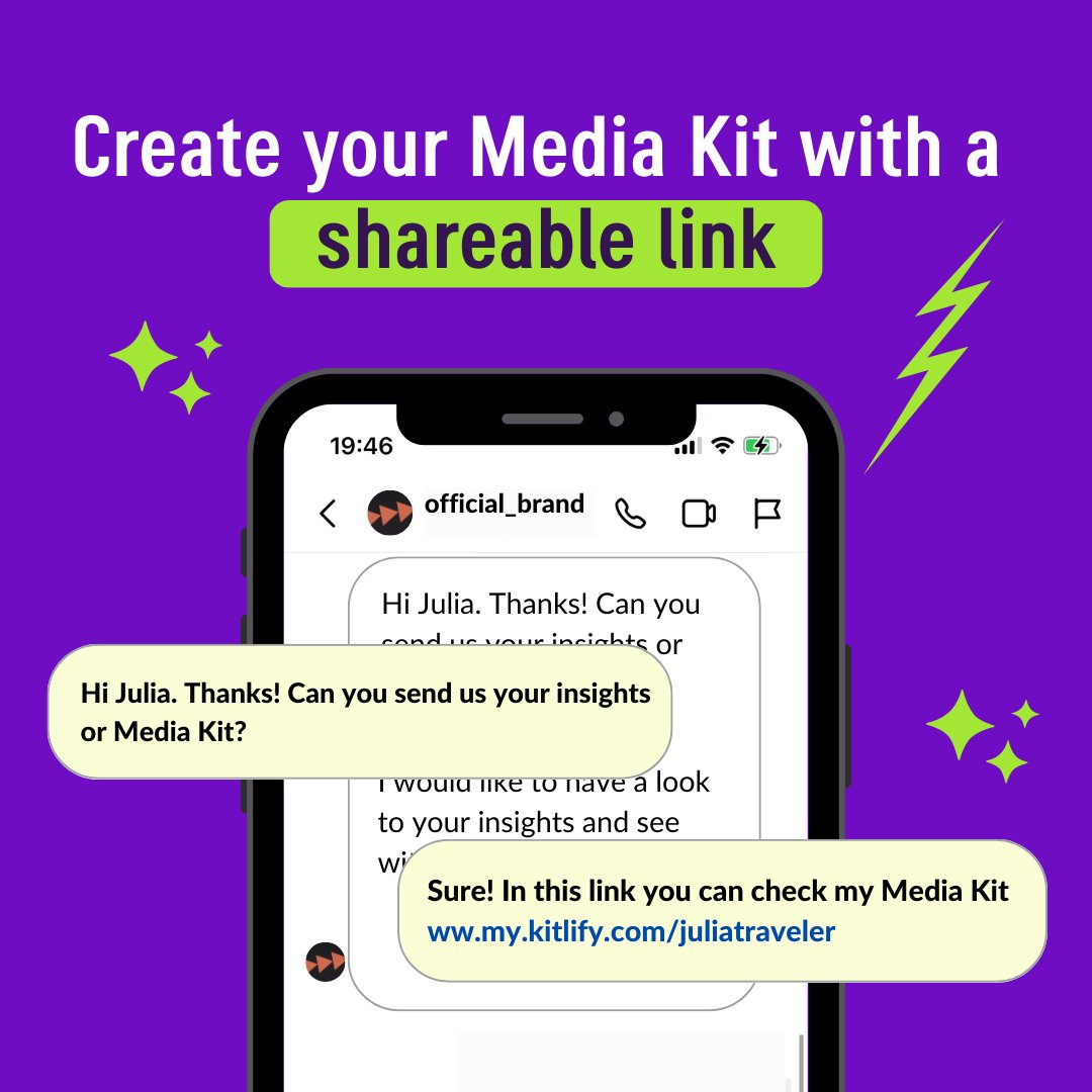 ⚡️ Creating your Media Kit with Kitlify you'll get a shareable link to send it to brands through any platform. And forget about cumbersome PDF documents 🙌

Start now! 👉 bit.ly/HiKitlify
