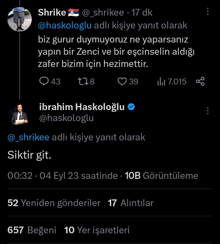 Duayen dünyanın en iyi gazetecisi İbrahim Haskoloğlu gerici oe bir yobazın ağzının payını veriyor