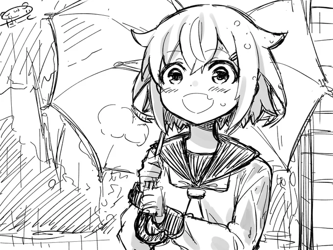雨の日に急いで迎えに来てくれる雷ちゃん