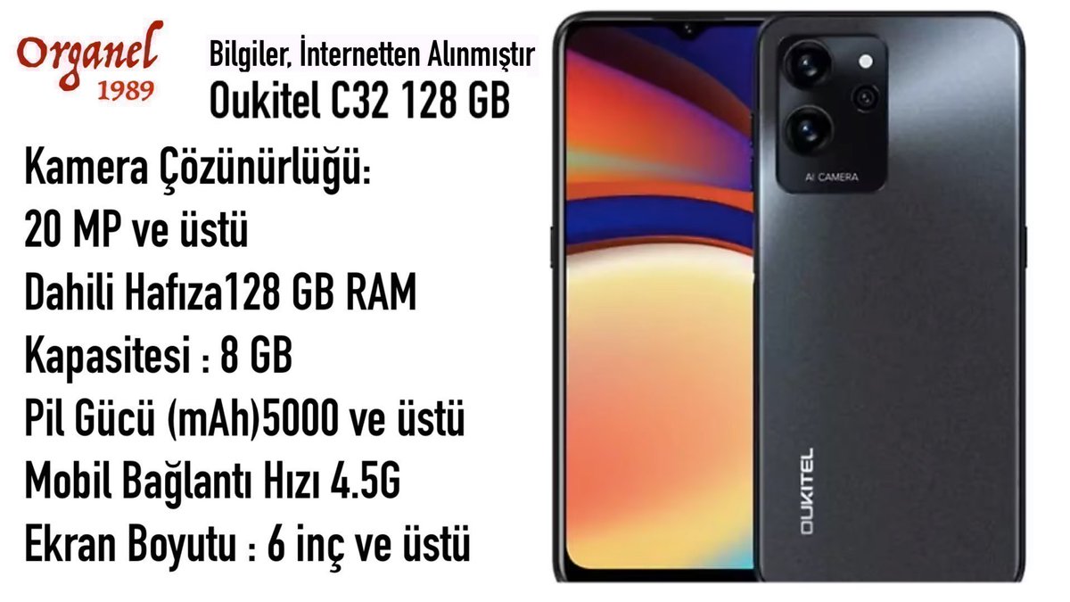 Organel, KVK Garantili Cep Telefonu Modelinde 04 ve 05 Eylül Tarihleri Arasında Yeni Bir Kampanya Düzenleyecektir. Oukitel C32 128 GB, her bakımdan Mükemmel Bir Telefon. Kulaklık Fiyatına, 2 Yıl Garantili. Ayrıca 700 TL Değerinde Bluetooth Kulankılık Hediyeli.