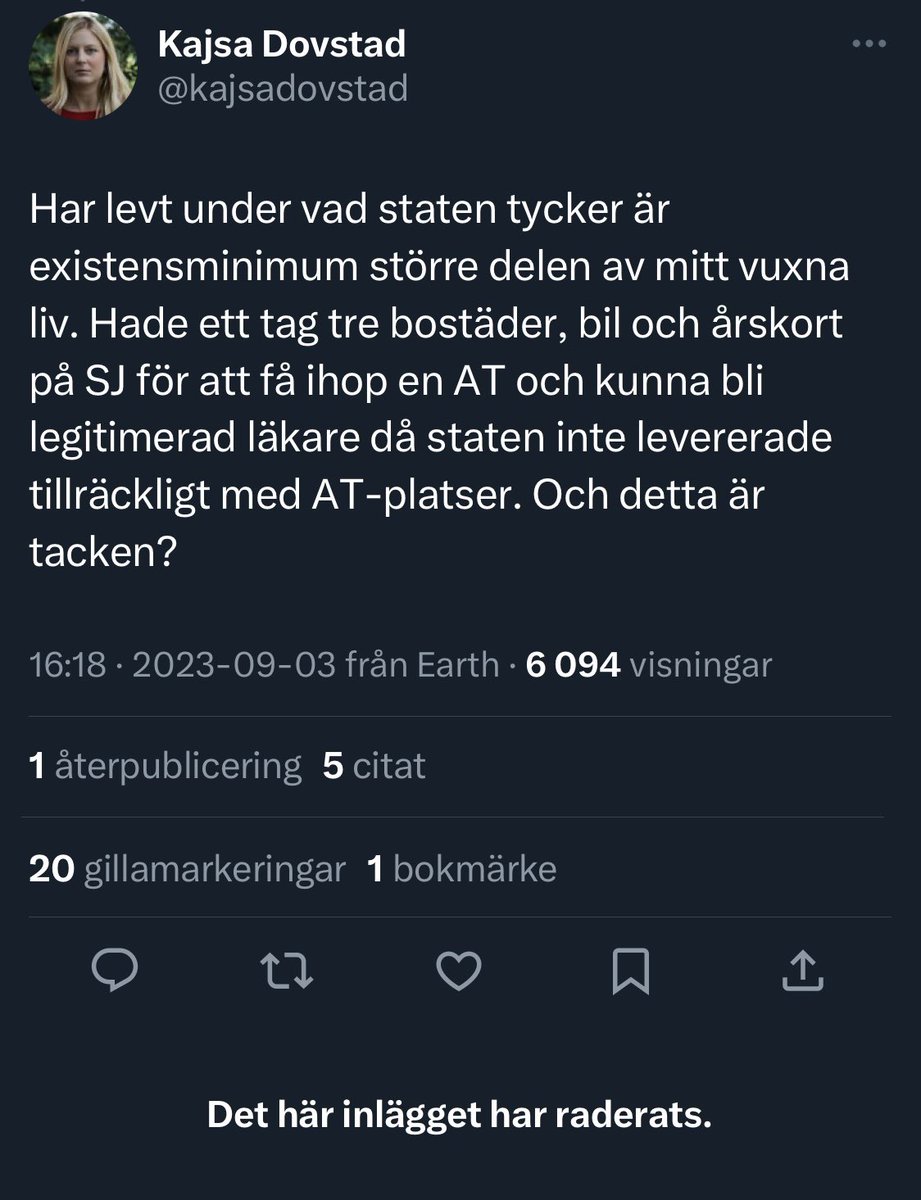 TomPylTravels's tweet photo. Ett av årets roligaste och mest världsfrånvända inlägg har raderats men måste såklart skärmdumpas och sparas för eftervärlden. https://t.co/1Mb0NAFzQK