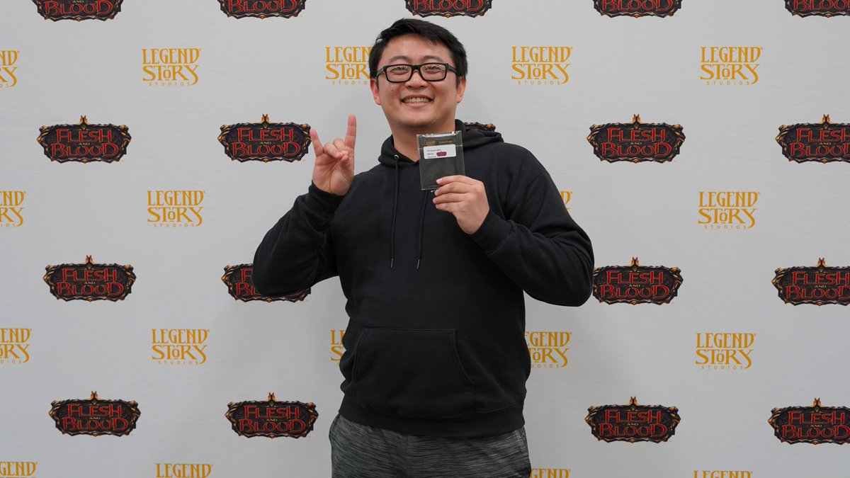 SCGCON's tweet photo. 🏆 We now have a winner of the #fabtcg PTI (Classic Constructed) tournament! Michael Feng (@CardsWithM) earned a ton of Prize Wall Tickets, a Gold Cold Foil Prize Card (C/M), and a Professional Tournament Invitation. Congratulations and well done! 🎉 #SCGCOL https://t.co/wBz3p0kHAc