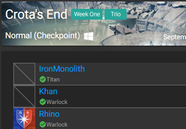 Trio Crota Done with @IronMonolith and @t1khan_ Video up soon