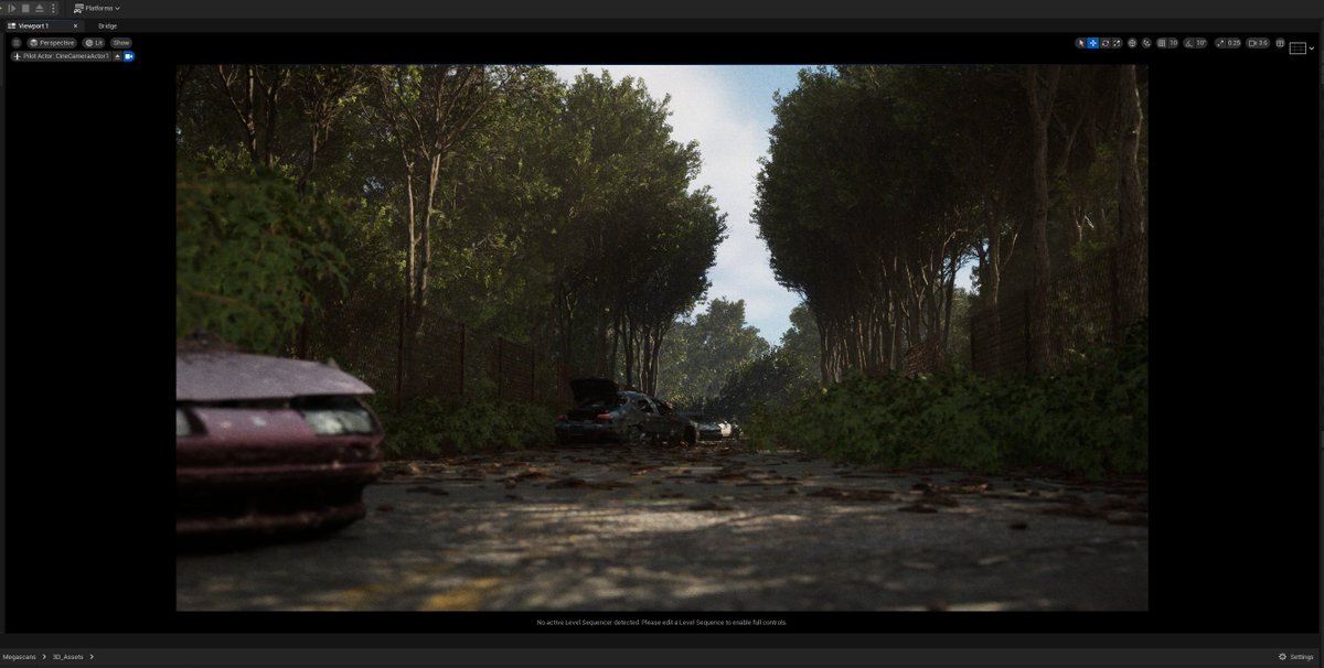 pauldv's tweet photo. A couple of screengrabs from the Abandoned Road project I livestreamed. #unreal #unrealengine #unrealengine5 #unrealenginegames #vfx #vfxbreakdown #vfxedit https://t.co/393MuBfYDv