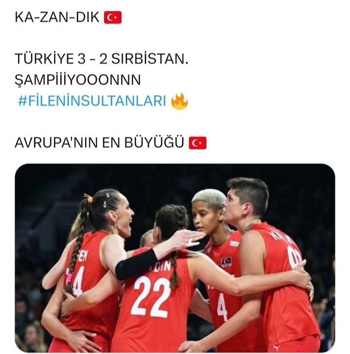 Aysiss45's tweet photo. #FileninSultanları
#ŞampiyonTürkiye
Gurur duyuyoruz 💪🌹🇹🇷 https://t.co/ZIoBPvijm3