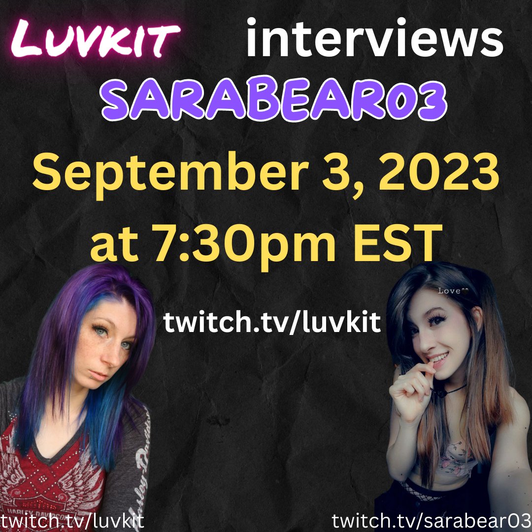 luvkit_yt's tweet image. 🎤 Interviewing NOW! 🎤

Come Join us as we interview the lovely @sarabear031 
We are currently live over at twitch.tv/luvkit 

Come ask some questions 

#streamerinterview #twitch #twitchtv #twitchstreamer