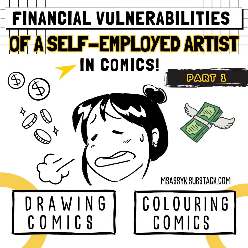 Hi, I've been working lots on my books, myself and writing lately. This month's a special one and I've got a lot to say. It's basically a mini-series about money and surviving as a self-employed artist. 
Sharing here in case it's useful to someone!
msassyk.substack.com/p/financial-vu…