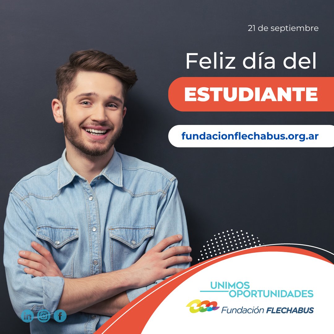 ❤️En la Fundación Flechabus, creemos en los sueños que construyen un mundo mejor. En el Día del Estudiante, celebramos no solo el aprendizaje, sino también la promesa de un futuro sostenible y lleno de oportunidades📚#educacion 💼#empleabilidad🌱#sostenibilidad #DíaDelEstudiante