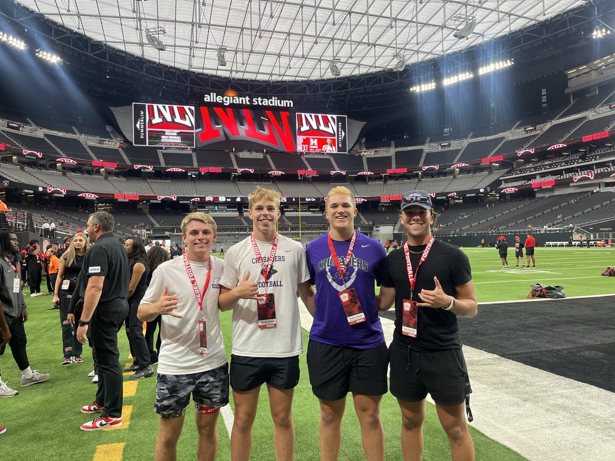 EvanTarasenko's tweet photo. Had a great Game Day Visit at @unlvfootball today. Thank you to @bradodom for having me out! 
@CoachKMerch @BrennanMarion4 

@NC_CrusadersFB @DrewInness 
@tyler_kohner11 @Coach_G87 
@azc_obert https://t.co/z82EyeeIMG