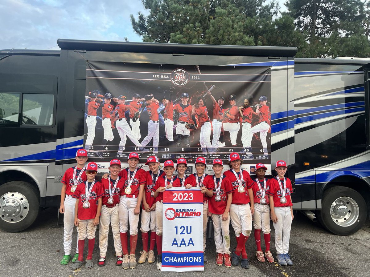 WhitbyBase2011's tweet photo. The boys did it. Won the 12u AAA @BaseballOntario championship. 

They had an amazing year seeing 3 tournament wins, helped our amazing 13u win elims, winning record in 13u league play, @EOBAbaseball Champions and the OBAs. 

Thanks to my players, asst coaches and parents. https://t.co/3b1NriOqyw