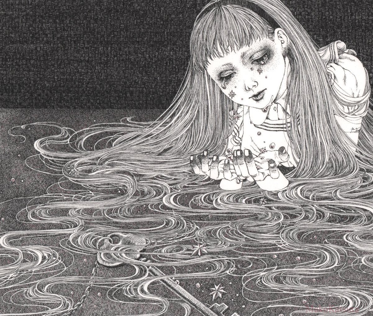 「丸ペンと墨で水彩紙に絵を描きます。 絵が絶好調の時は無口になり、進まなければ進ま」|MakoKatsuta(勝田麻子)のイラスト