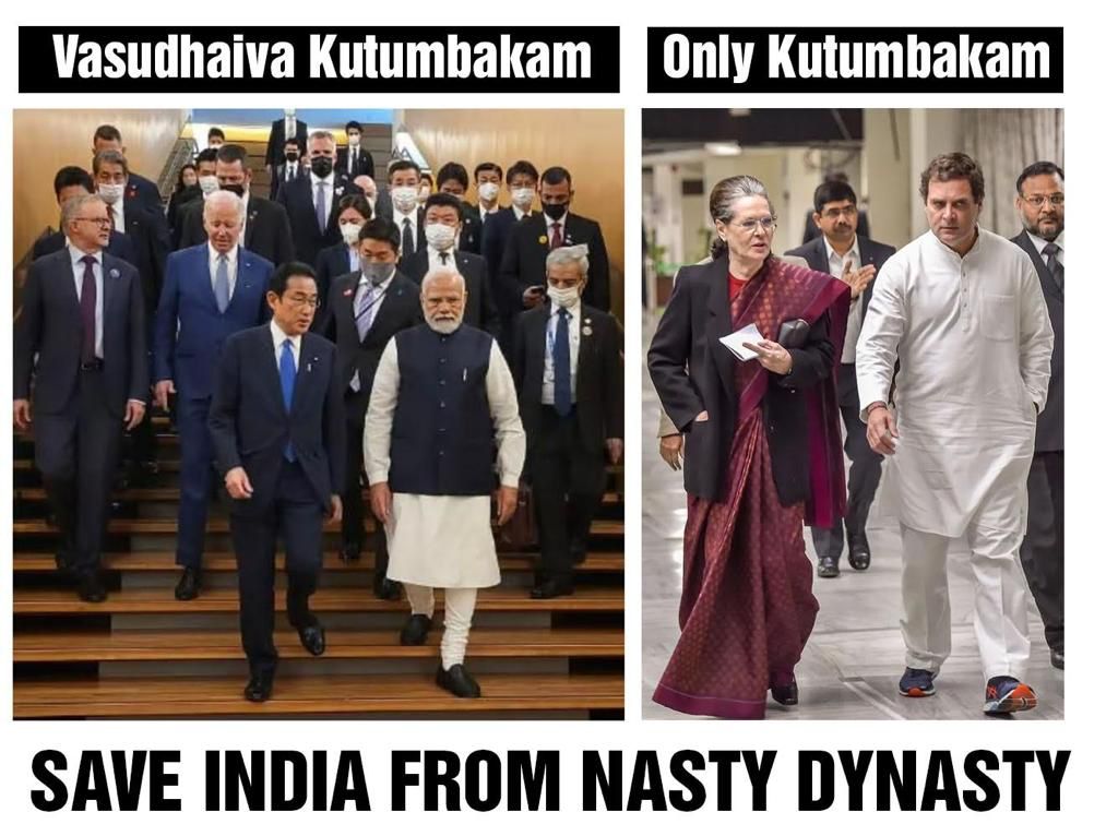 BJP4India's tweet photo. Dynasty : #QuitIndia. https://t.co/AoI9cbfm00