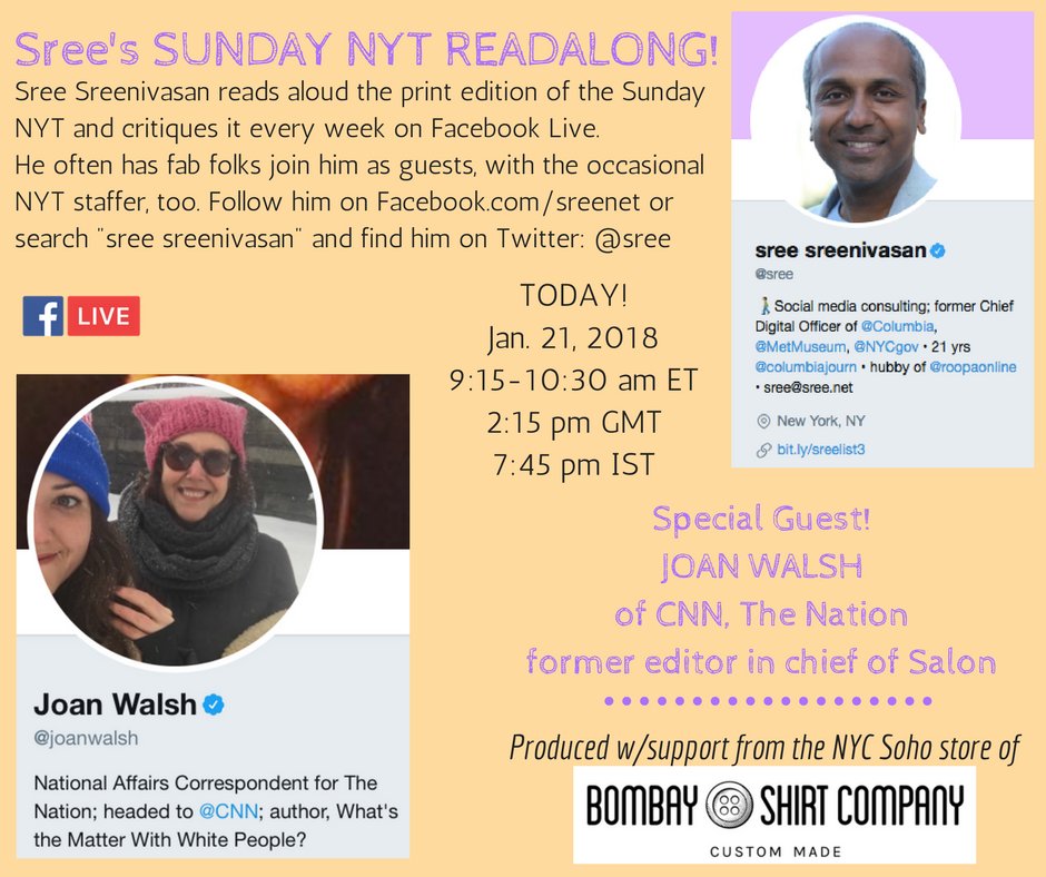 Next Sunday, 8:30-10 am ET, the great @joanwalsh is joining me on #NYTReadalong. You won't want to miss it!

Thanks to Executive Producer @neiparekh, our graphic design has improved dramatically since the last time Joan was a guest on our show!