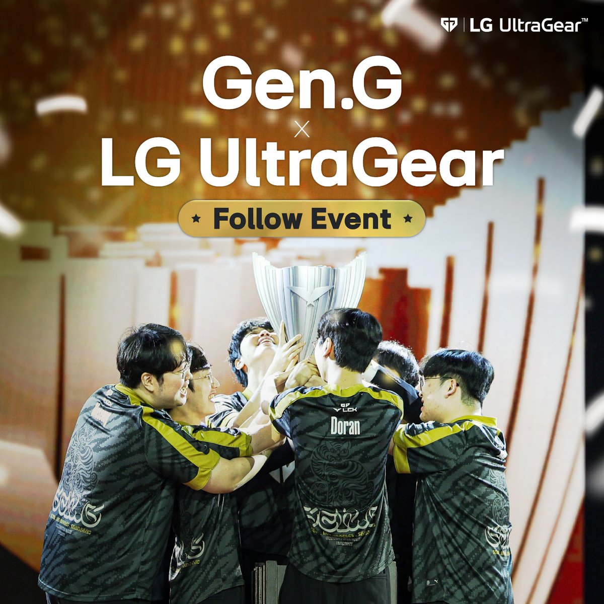 Let's Cheer for <a href="/GenG/">Gen.G Esports</a> 's journey to the Worlds!

📋 How to Enter
1⃣ Follow @Ultrageargaming
2⃣ Quote RT &amp; write cheerful comments to <a href="/GenG/">Gen.G Esports</a>

🎁Prize: Gen.G Merch (5), Secret item from GenG players (5)
🗓 ~9/8 (FRI)
📣 Winner Announcement at Gen.G x #LGUltraGear event live stream!