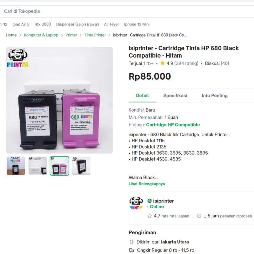 isiprinter's tweet photo. Jual  Cartridge tinta 680 black / color untuk printer hp cuma Rp 85.000  Kunjungi Tokopedia kami isiprinter  https://t.co/85oIBboEn5 https://t.co/uSIUUGwA4v