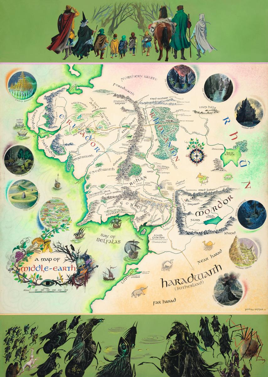 Love this map from Pauline Baynes.

Baynes was the only artist approved by Tolkien to illustrate his works during his lifetime and worked closely with Tolkien to create this map.