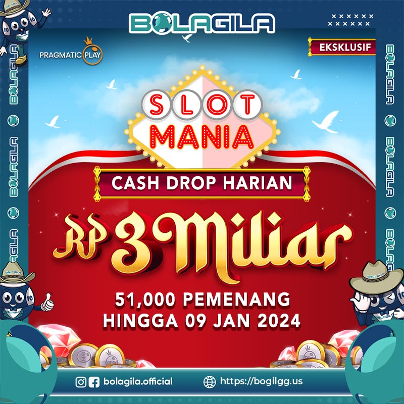 KBolagila1's tweet photo. BOLAGILA Kini Menghadirkan " SLOT MANIA CASH DROP HARIAN " yang berlangsung pada tanggal 15 Januari 2023 s/d 09 Januari 2024 setiap hari pukul 00.00 - 23.59 WIB. Dengan total hadiah yang diberikan sebesar 3 MILIAR yang akan dibagikan kepada 51.000++ Pemenang https://t.co/ktOD0jitfd