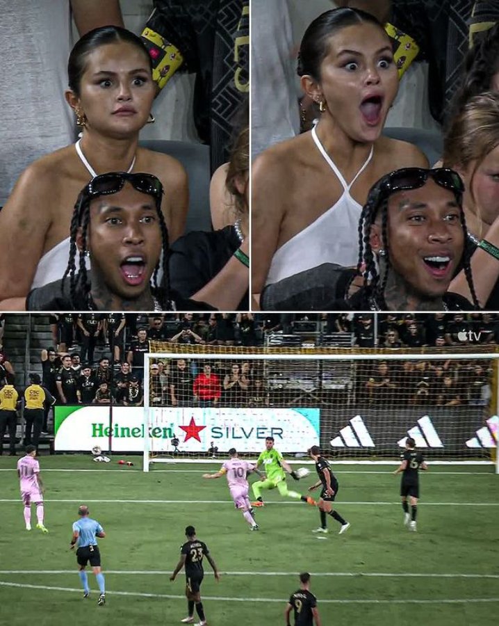 FursatKiiHassi's tweet photo. Selena Gomez and tyga's reaction to McCarthy's save on messi! 😂
#LAFCMIA https://t.co/Xwhin0tps1