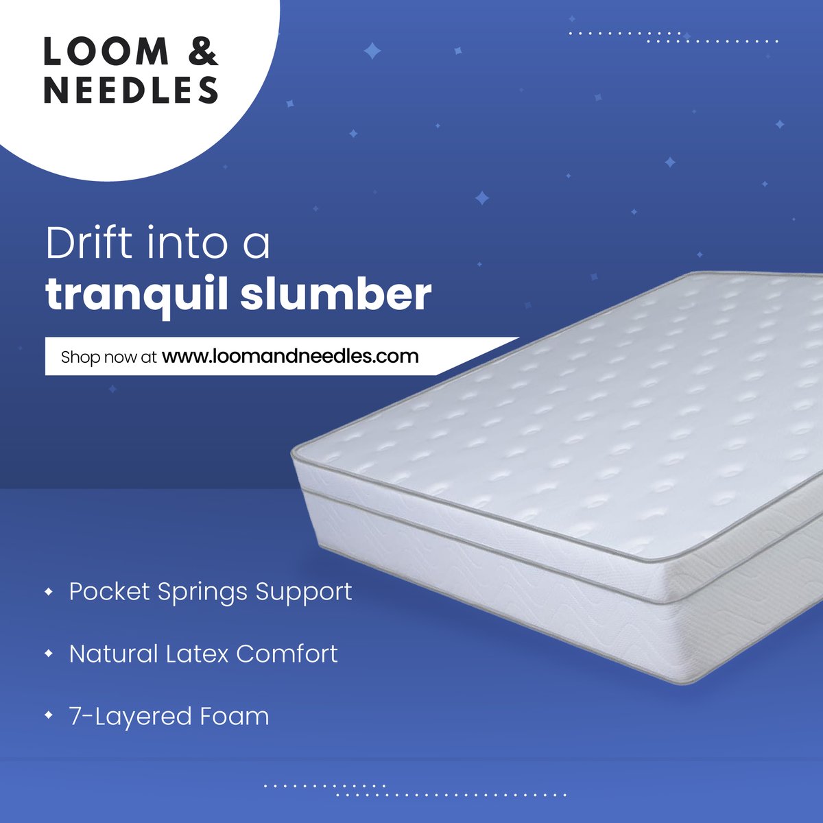 Get your hands on India’s Coolest Hybrid Pocket Spring Mattress with Natural Latex Coated Pod, now available at a lower price! 

For more details check out our website. 
Link is in the bio. 

#LoomAndNeedles #Mattress #LatexMattress #NaturalLatex #PocketSpring #ComfortInBudget