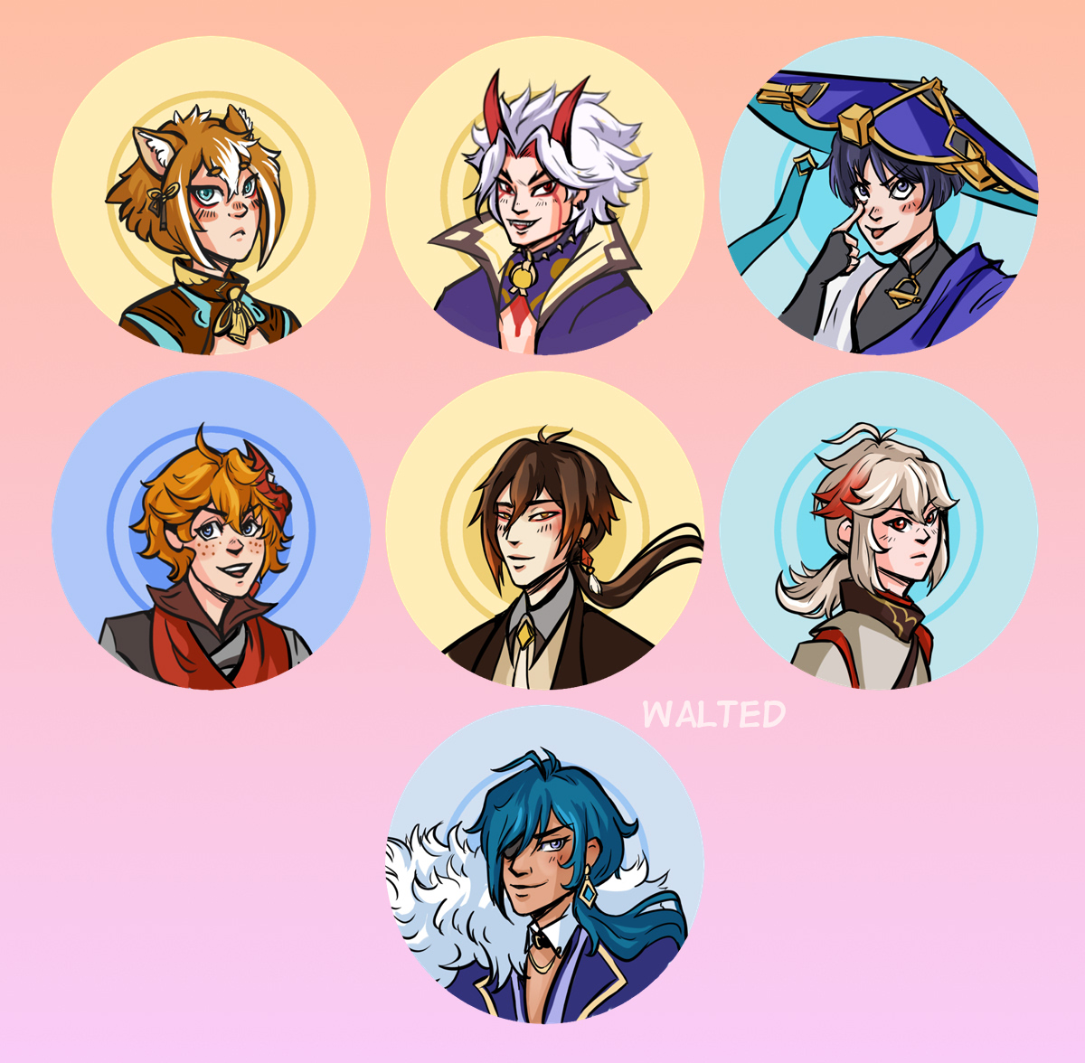 Сборный пак персонажей для значков 👀 

#GenshinImpact #tartaglia #kazuha #zhongli #scaramouche #Kaeya #Itto #gorou