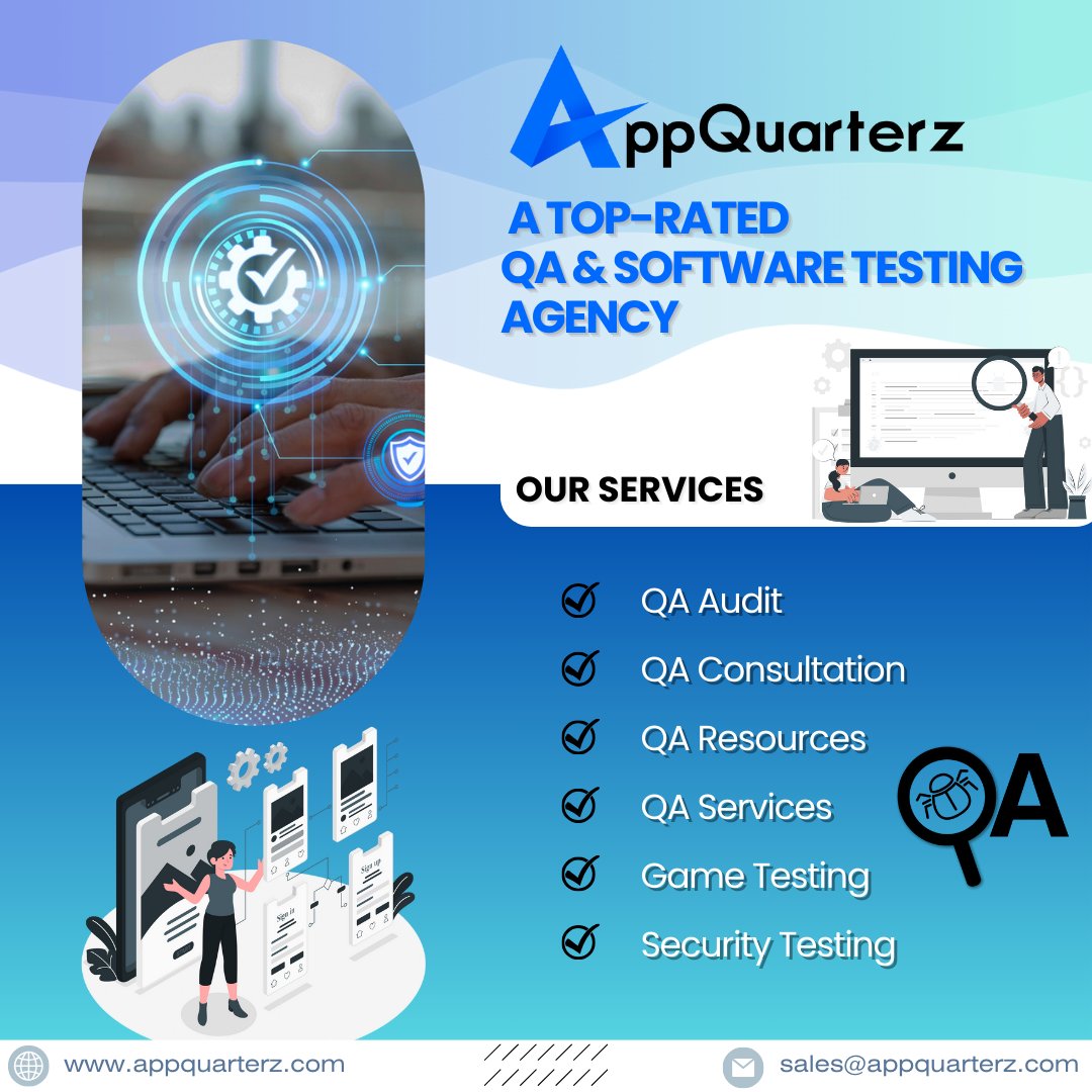 Appquarterz Technologies Pvt Ltd is a Top-Rated Plus QA & Software Testing Agency. #qacompany #softwaretestingcompany #qasolutions #automationtestingservices #testingcompany #qualitytestingservices #softwaretestingindia #testingservice #qaservices #softwaretestingcompanies