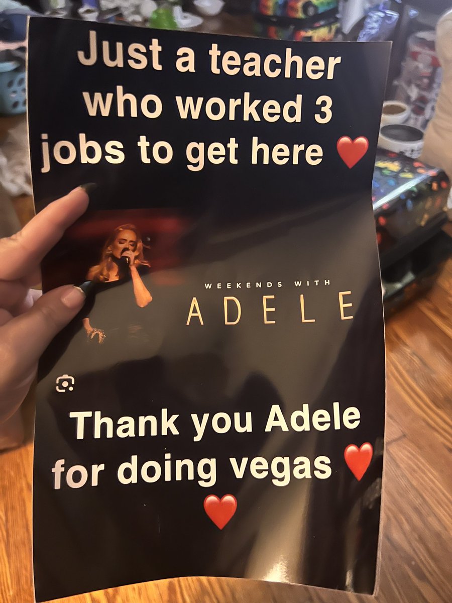 goobie1122's tweet photo. So @Adele stopped &amp; read my sign during the concert &amp; gave the most heartfelt reaction ❤️🥹 when I tell y’all I about hyperventilated it was embarrassing! What a memory. So thankful for the beautiful soul behind me and Catie for capturing the moment. #WeekendsWithAdele #adele https://t.co/YwS2cVfkTf
