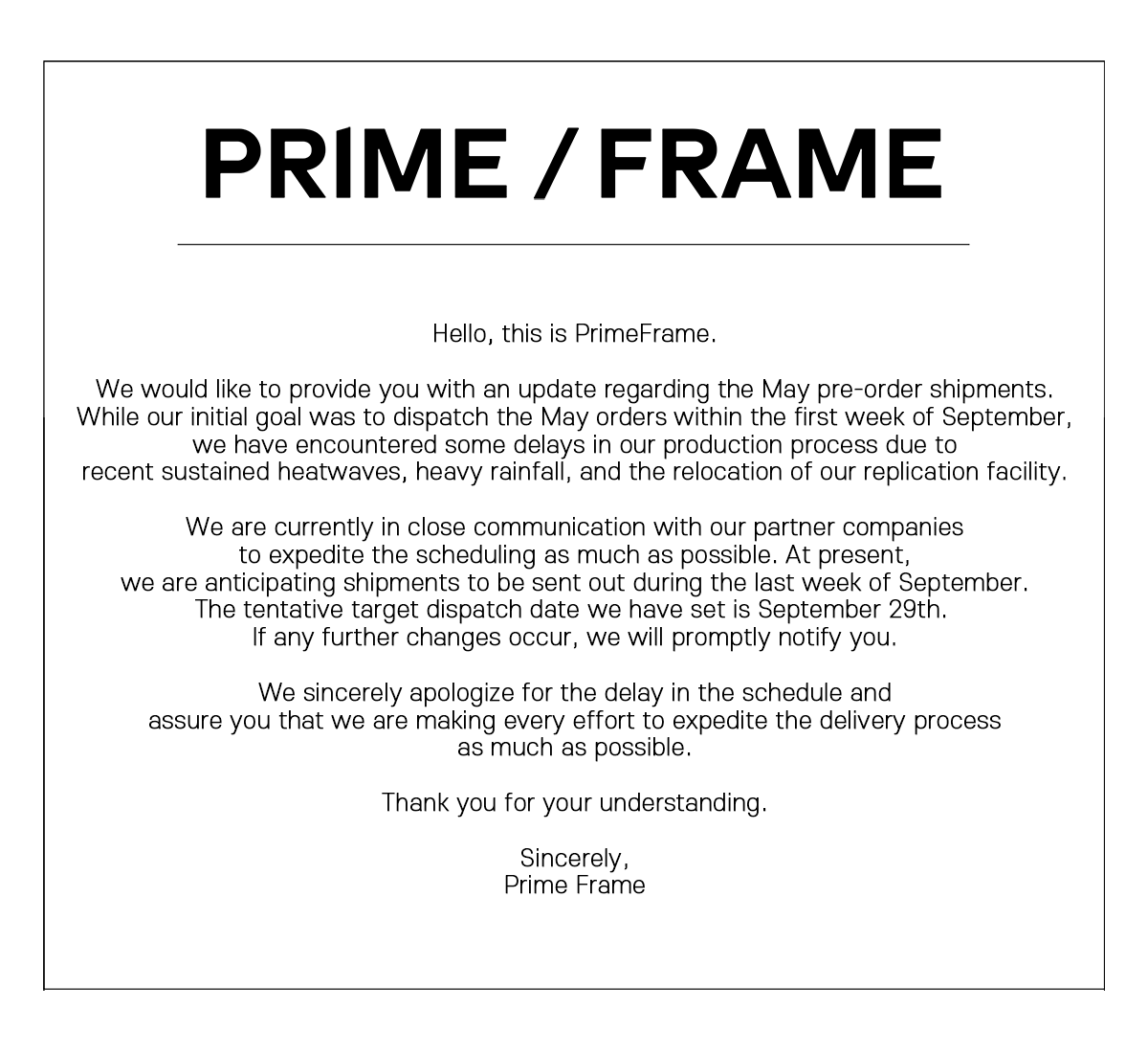 [NOTICE]
5월 선주문분 배송 지연 안내
Shipping Delay Notice for May Pre-Orders