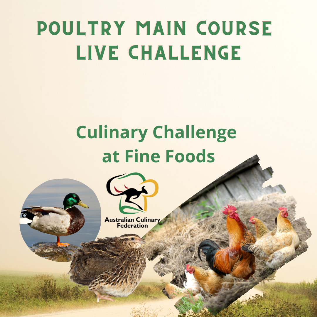 ACFaussiechefs's tweet image. F3 Poultry Main Course Live Challenge

Competitors have sixty (60) minutes to prepare &amp;amp; serve one (1) main course, cooking two (2) portions with appropriate garnishes, using Poultry (any feathered Bird). 100% rule applies

More info at tinyurl.com/5n78wa6c