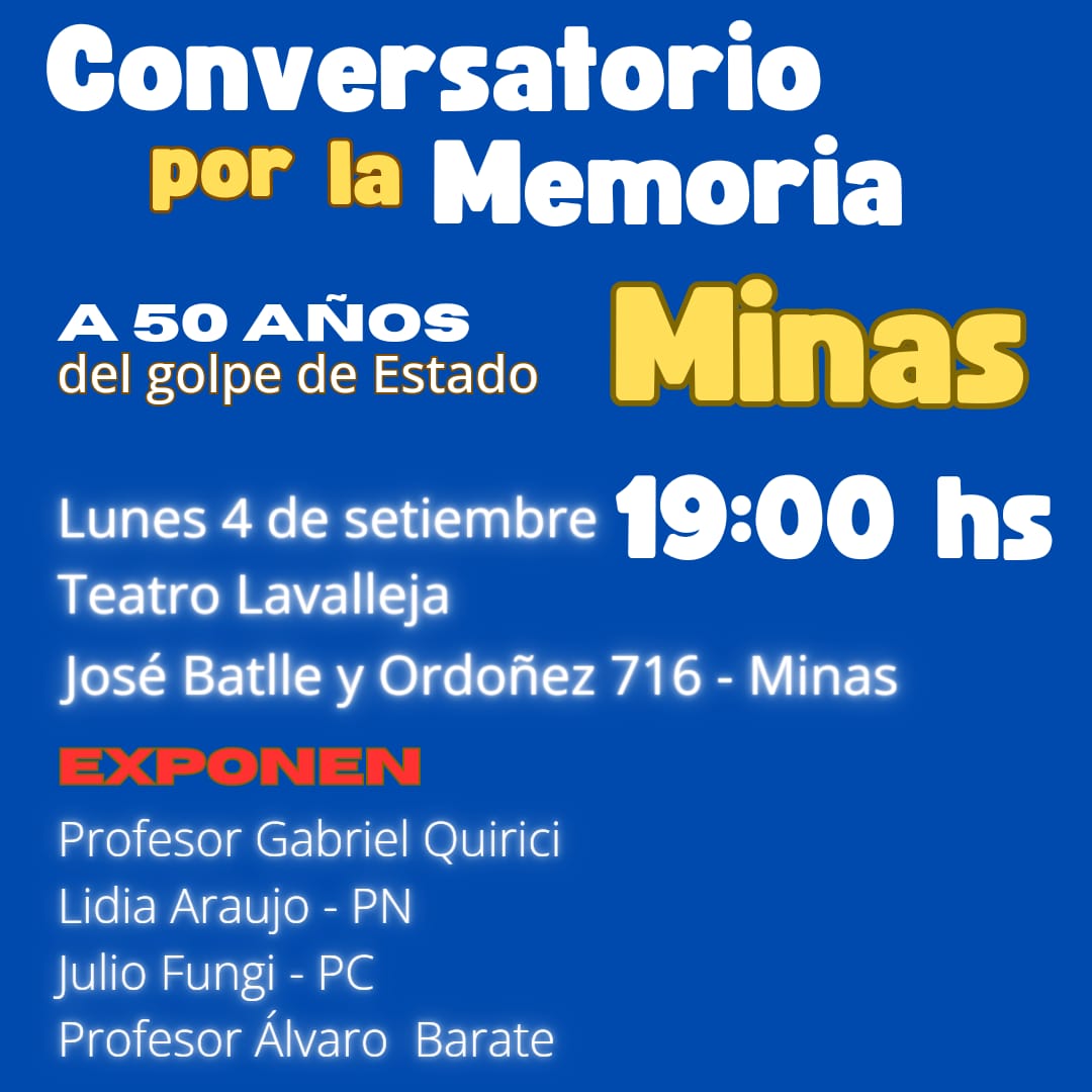 gabrielquirici's tweet photo. mañana se conversa sobre historia y memoria en el Teatro Lavalleja de Minas, linda actividad! https://t.co/vMNY0eIHoZ