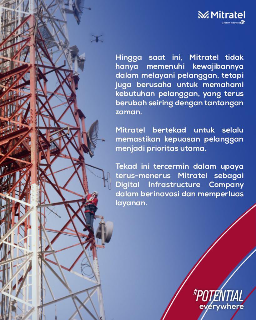 mitratel_dmt's tweet photo. Semoga Mitratel, sebagai Digital Infrastructure Company, bisa terus memenuhi kebutuhan pelanggan dengan layanan infrastruktur telekomunikasi yang terdepan &amp; inovatif.

Tetaplah menjadi bagian dari perjalanan kami ya, Mitratelians!

#Mitratel #PotentialEverywhere https://t.co/3fwDSkovAx