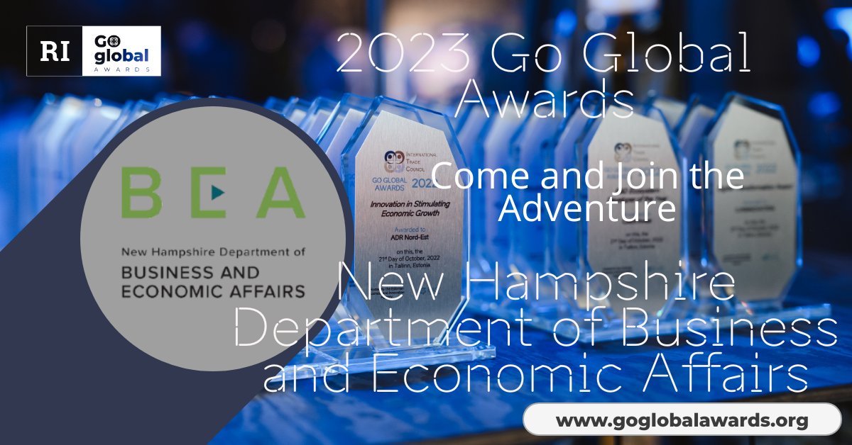 Embark on a journey with New Hampshire's Department of Business and Economic Affairs at the 2023 Go Global Awards! @NHEconomy

#GoGlobalAwards2023
#IntlTradeCouncil
#GGA2023