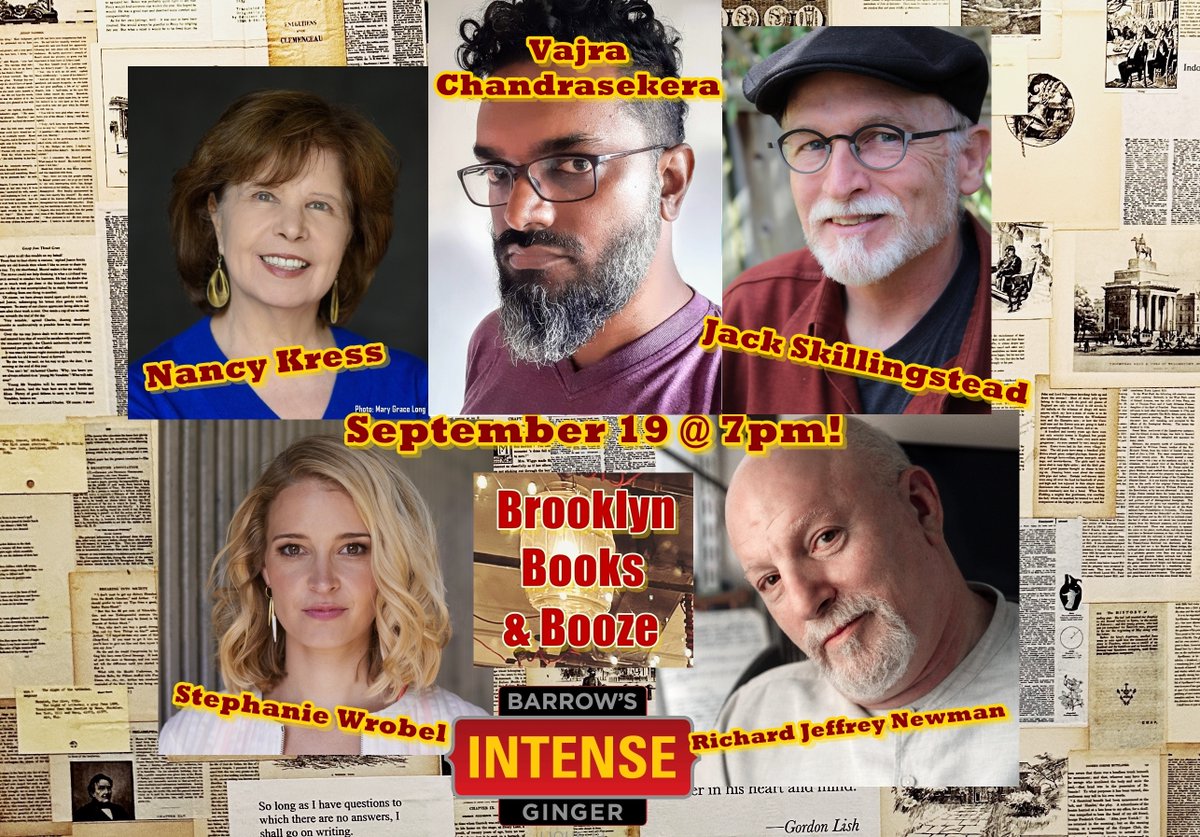 Note to all planning to attend BBB on September 19: @Catrambo is unable to join us -- but @_vajra will be stepping into her role! And of course we'll also have @RichardJNewman @_vajra @StephWrobel @JSkillingstead ! Join us at @barrowsintense for an incredible night!📚🎙️🍹