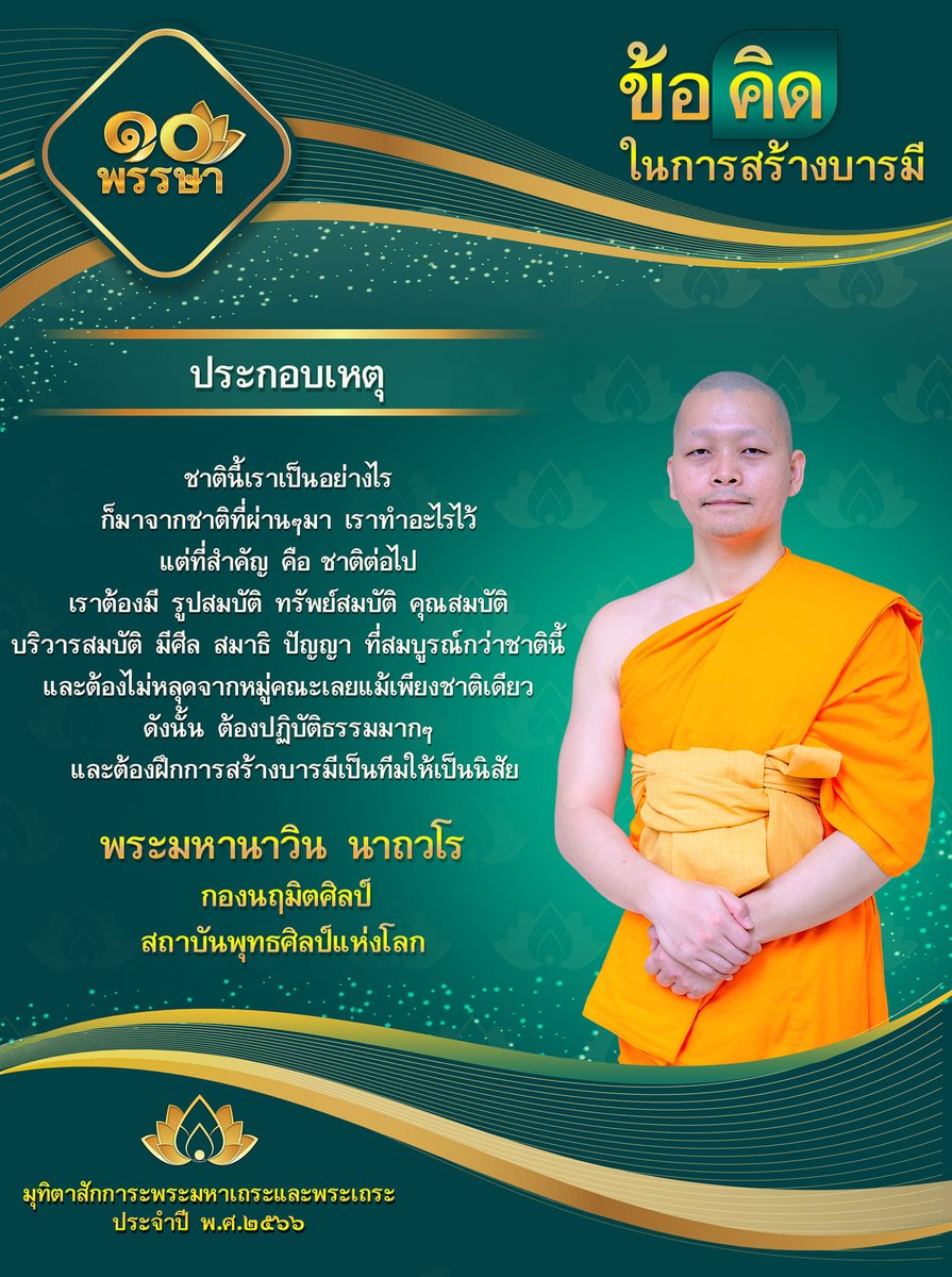 Psanitwong's tweet photo. #ข้อคิดในการสร้างบารมีพระเถระ 10 พรรษา
พระมหานาวิน  นาถวโร
กองนฤมิตศิลป์ 
สำนักพุทธศิลป์แห่งโลก
วัดพระธรรมกาย
#มุทิตาพระมหาเถระพระเถระ2566 
https://t.co/71ng2MWXEZ https://t.co/bqDobIuwgb
