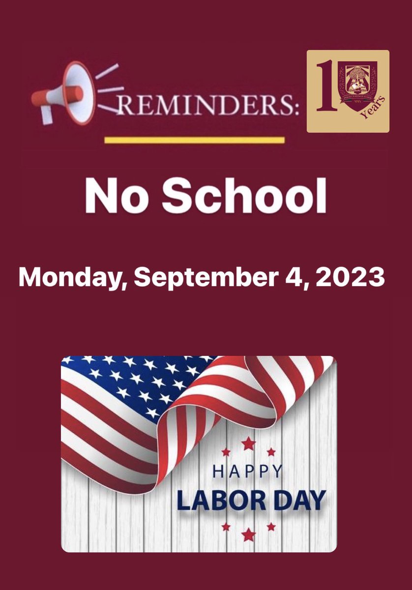 Happy Labor Day Weekend! 

Friendly reminder, in observance of the Labor Day Holiday, school will not be in session on Monday, September 4, 2023.

For a reminder of the calendar, please visit:
btwanewhaven.org/apps/pages/ind…

Have a safe holiday and see you in school on Tuesday! ✨