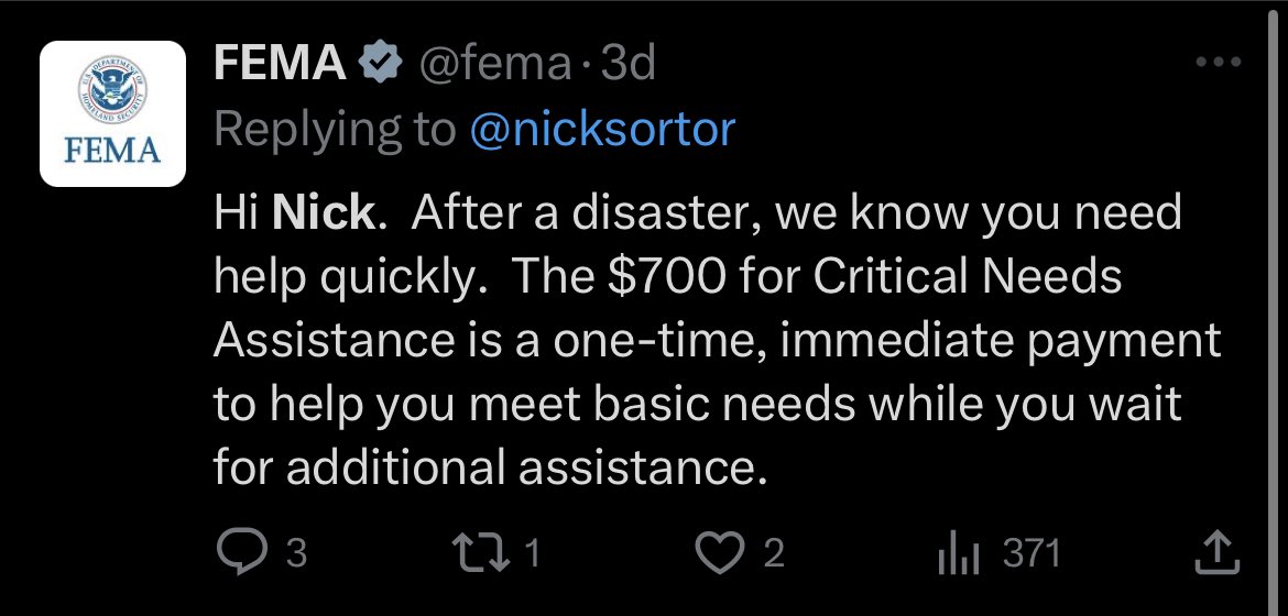 Hey @FEMA: how about all the people on Maui that are about to be forced into eviction and bankruptcy because you’re REJECTING THE VAST MAJORITY OF RESIDENTS’ CLAIMS? That $700 is a freaking INSULT to the people of the people of Maui. Even your own employees know this is a…