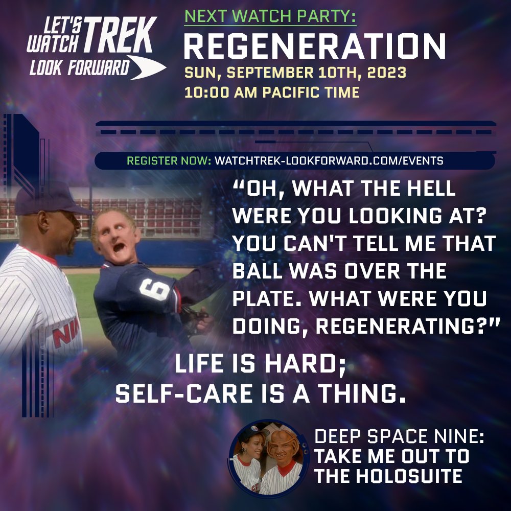 watchtrek's tweet photo. We have missed you!! And we're back. This special event isn't a Mission Event, or a #StarTrek Science Sunday, it is a social gathering where we'll watch some Trek and be together as a community. Join us for reconnection &amp; regeneration of our community!  Registration link in bio. https://t.co/TEMIOBU4OT