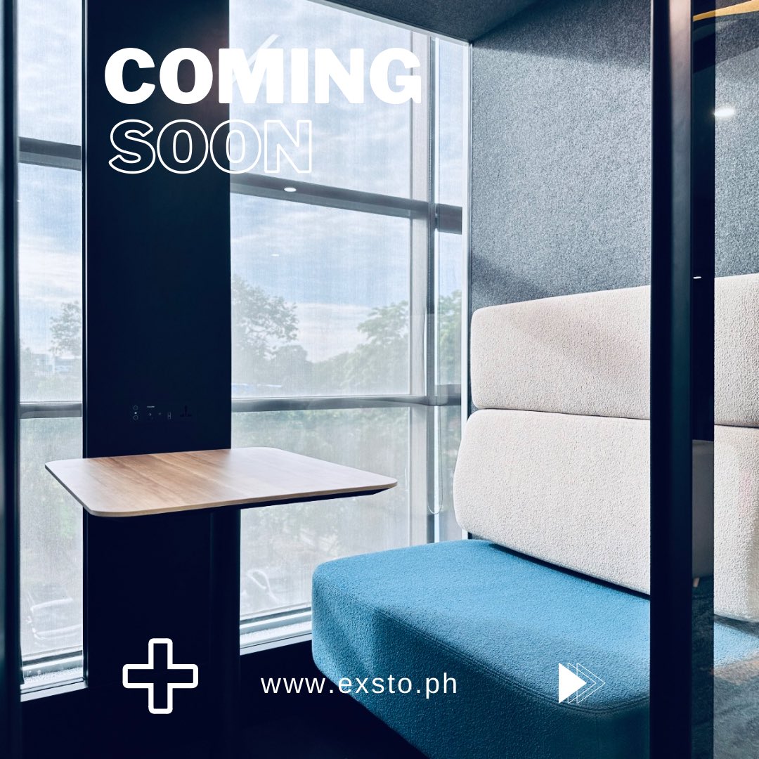 Singapore’s leading acoustic privacy pod got even better! 

The all new EXSTOPOD PLUS+ is coming to Manila…
- Fully Aircon POD 
- UL Greenguard Certified
- Booking system via app
- Clean indoor air
- All new slimline design
- Easy to Assemble