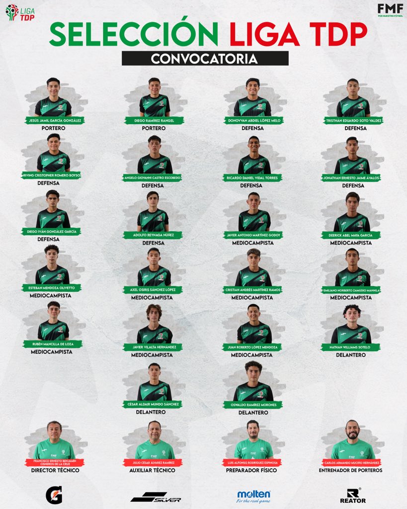 ¡ASÍ QUEDÓ LA SELECCIÓN TDP! 🇲🇽⚽️

Conócelos y apoya el talento de la Liga TDP, que se enfrentará en un partido amistoso contra la Selección Nacional Sub 17 🤩 

📆 Martes 12 de Septiembre 
📍 FMF

#LigaTDP #CrecemosJuntos