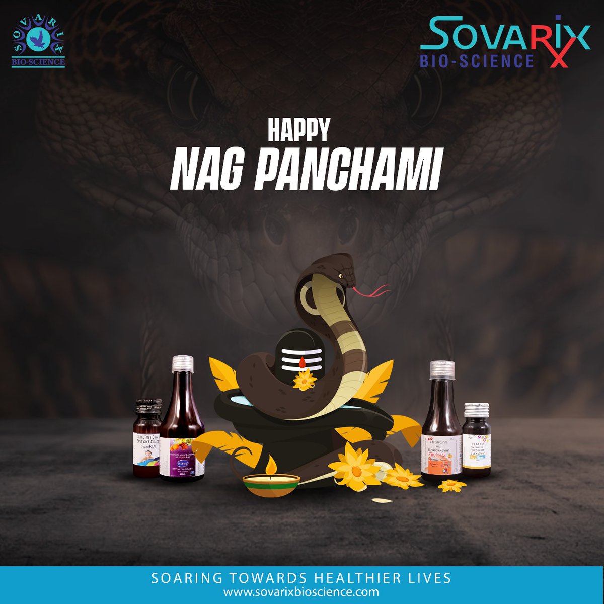 SovarixB's tweet photo. #HaPpYNagPanchami
May Lord Shiva bless you all with lots of happiness and prosperity !!
#sovarixbioscience Ahmedabad #Gujarat #India #nagpanchmi #PediatricMedicines #shravan 
#soaringtowardshealthierlives https://t.co/9uRIZfitN3