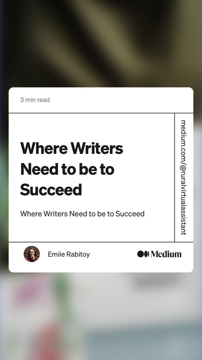 “Where Writers Need to be to Succeed” by Emiie Rabitoy
medium.com/the-authorpren…

#sundayblogshare #mondayblogs #writingcommunity