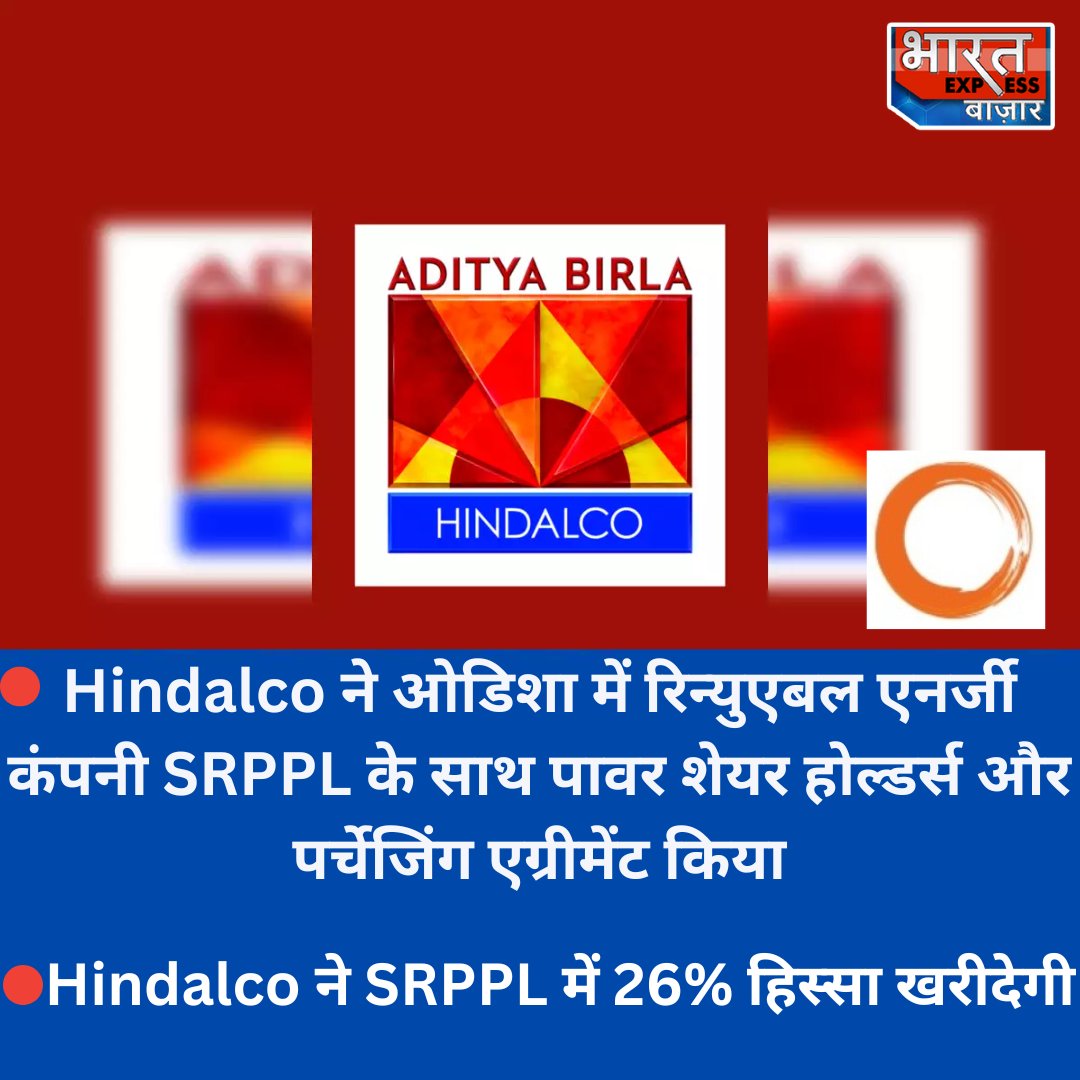 BE_Bazaar's tweet photo. #Hindaco ने किया रिन्युएबल एनर्जी के लिए बड़ा करार
#SRPL #Hindalco #Headlines #BigNews #BSE #NSE #BharatExpressBazaar #Bazaar https://t.co/HCeqaa3wpO