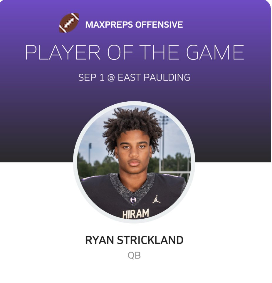 Congratulations to <a href="/_RyanStrick1_/">Ryan Strickland</a> on being named <a href="/MaxPreps/">MaxPreps</a> Offensive player of the week 16 for 20 passing, 260 yards and 3 TD’s