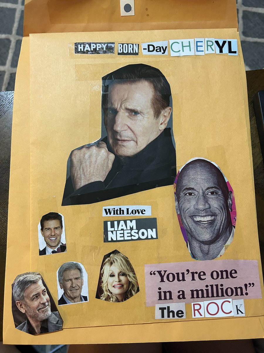 llebc03's tweet photo. Got this awesome birthday card today! Thanks for the birthday love! 😂@Liamneeson0706 @TheRock @TomCruise @HarrisonFordLA @DollyParton https://t.co/tMTaxjhEXU