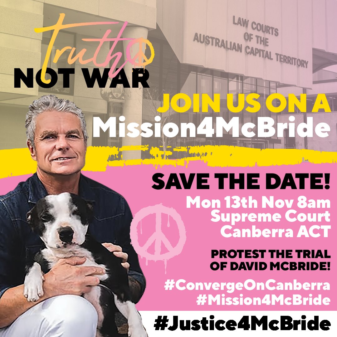 Save the dates for Canberra!! Sun 12 Nov Festival for Truth & Justice Mon 13 Nov Protest for military whistleblower David McBride #Mission4McBride #FreeJulianAssange #ConvergeOnCanberra